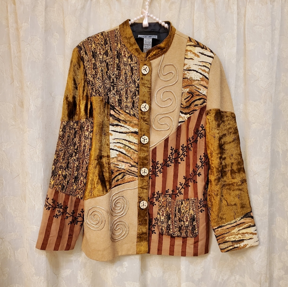 Indigo Moon Quilted Patchwork Jacket - image 2